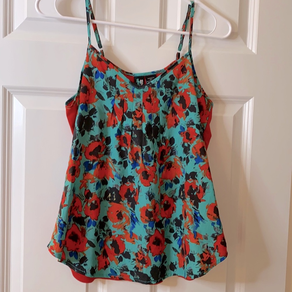 Juniors spaghetti straps floral print blouse